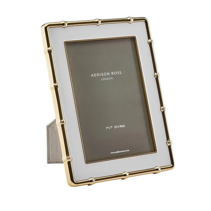 White & Gold Bamboo Enamel Photo Frame