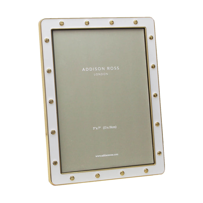White Enamel & Gold Locket Frame 5x7