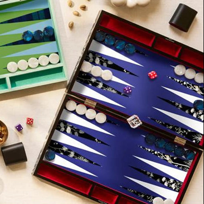 Black Chinoiserie Lacquer Backgammon Set