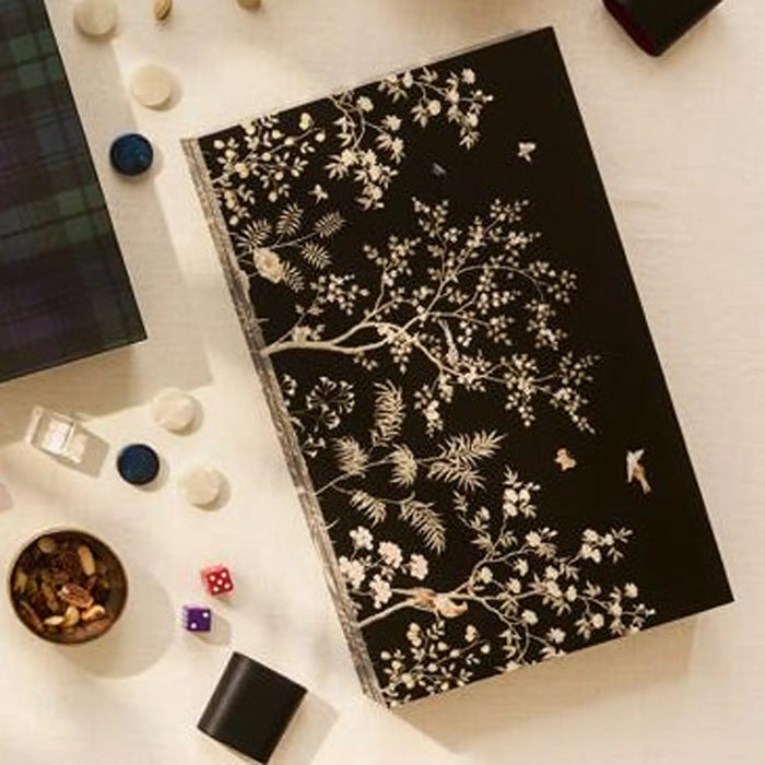 Black Chinoiserie Lacquer Backgammon Set