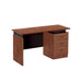 Wooden office desk with drawers on a white background