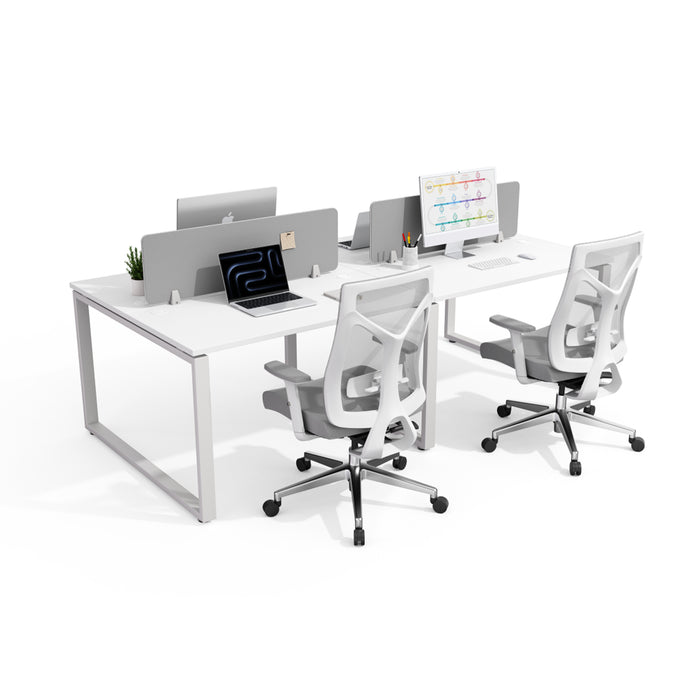 SKYLAND NOVO 2400 4-Person Workstation Desk with Privacy Panels