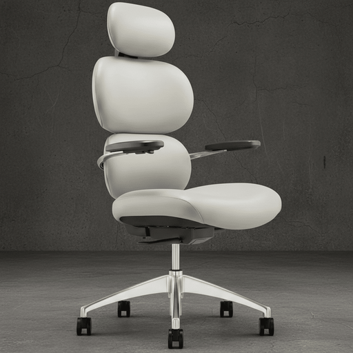 Modern office chair with ergonomic design on a dark background