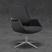 Modern black swivel chair against a textured gray wall.