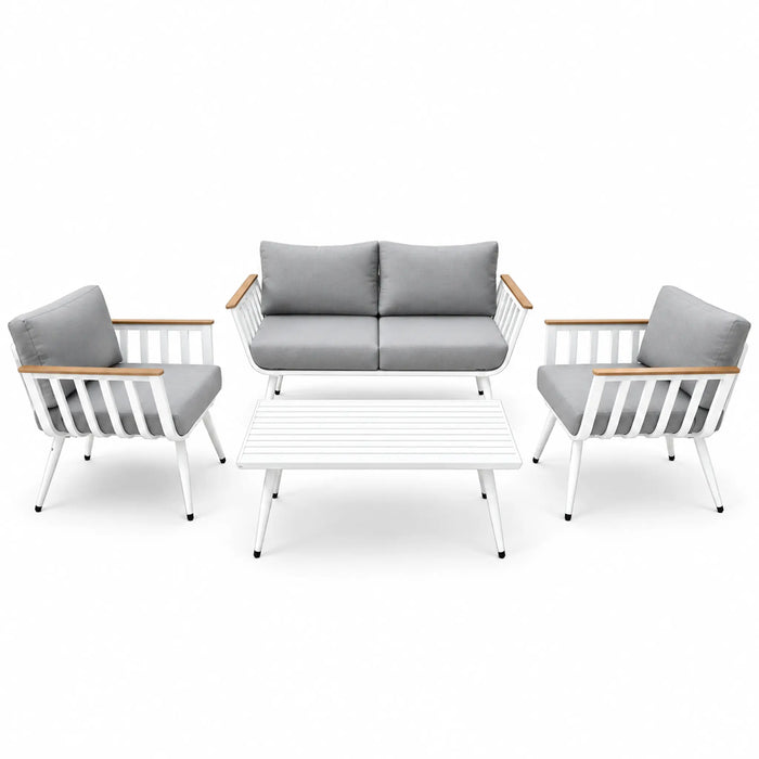 White & Grey 4-Piece Outdoor Lounge Set
