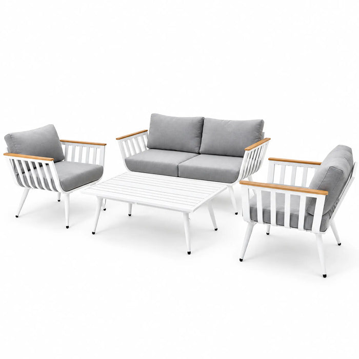 White & Grey 4-Piece Outdoor Lounge Set